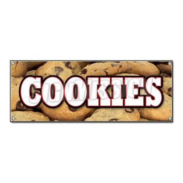 COOKIES BANNER SIGN fresh baked homemade warm delicious chocolate chip oatmeal
